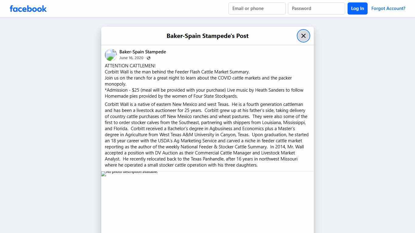 ATTENTION CATTLEMEN! Corbitt Wall... - Baker-Spain Stampede | Facebook