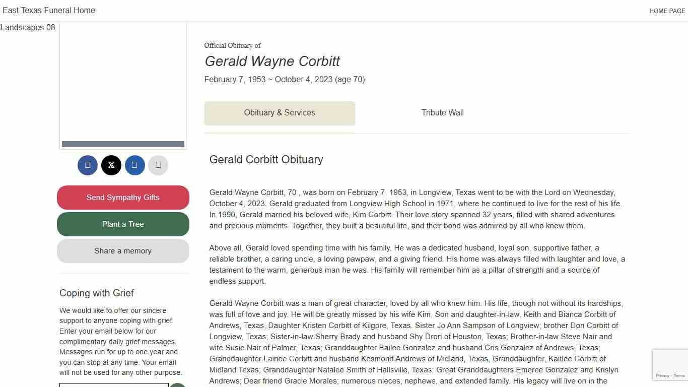 Obituary for Gerald Wayne Corbitt